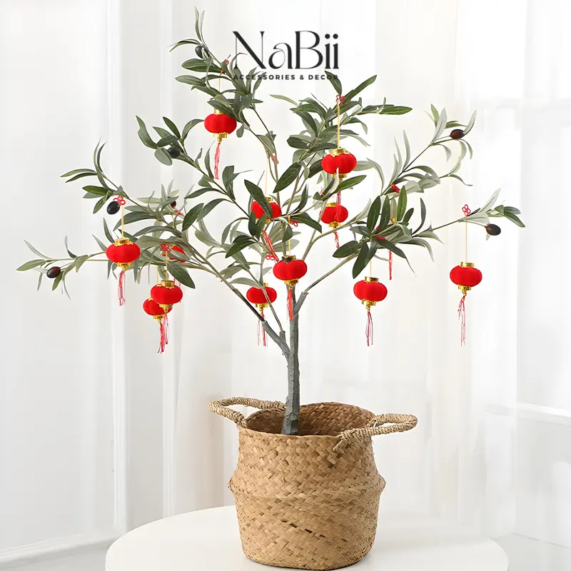 Combo 5 Đèn Lồng Đỏ Mini Bọc Vải Nhung Đỏ, Hàng Loại 1, Trang Trí lễ Tết, Năm Mới, Lễ Hội, Cây Cảnh 1