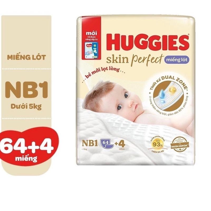  Miếng lót sơ sinh Huggies Nb1 64 miếng tặng 6 giảm kích ứng da cho bé dưới 1 tháng Bỉm 