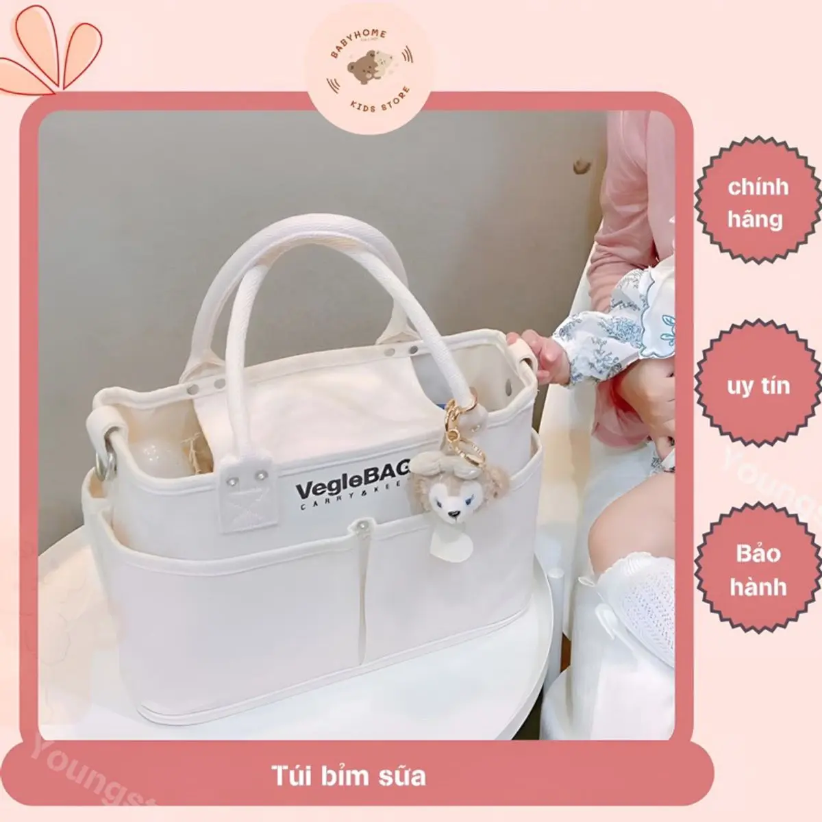 Túi Xách Bỉm sưɑ~ Cho Mẹ Và Bé Balo Bỉm sưɑ~ Vegiebag size đại Đa Năng phong cách Hàn Quốc ( Sz Lớn dựng vừa laptop)