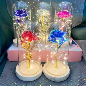 Ruangan Kamar Glass Lampu LED Bunga Mawar Dekorasi Beauty And The Beast Rose | Hampers Pajangan Kado Hiasan