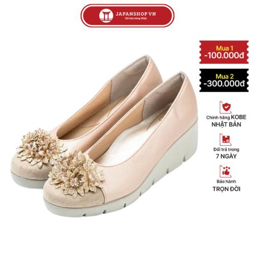 KOSU Giày da đế xuồng cao cấp 5,5cm, giầy công sở phối hoa siêu êm, chống thấm nước 23618 chính hãng Nhật Bản