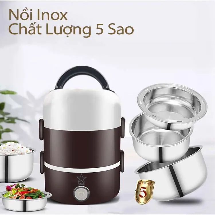 Cặp lồng hộp cơm giữ nhiệt 3 tầng inox, có lõi cắm điện hâm nóng thức ăn - Chính hãng miDoctor 4