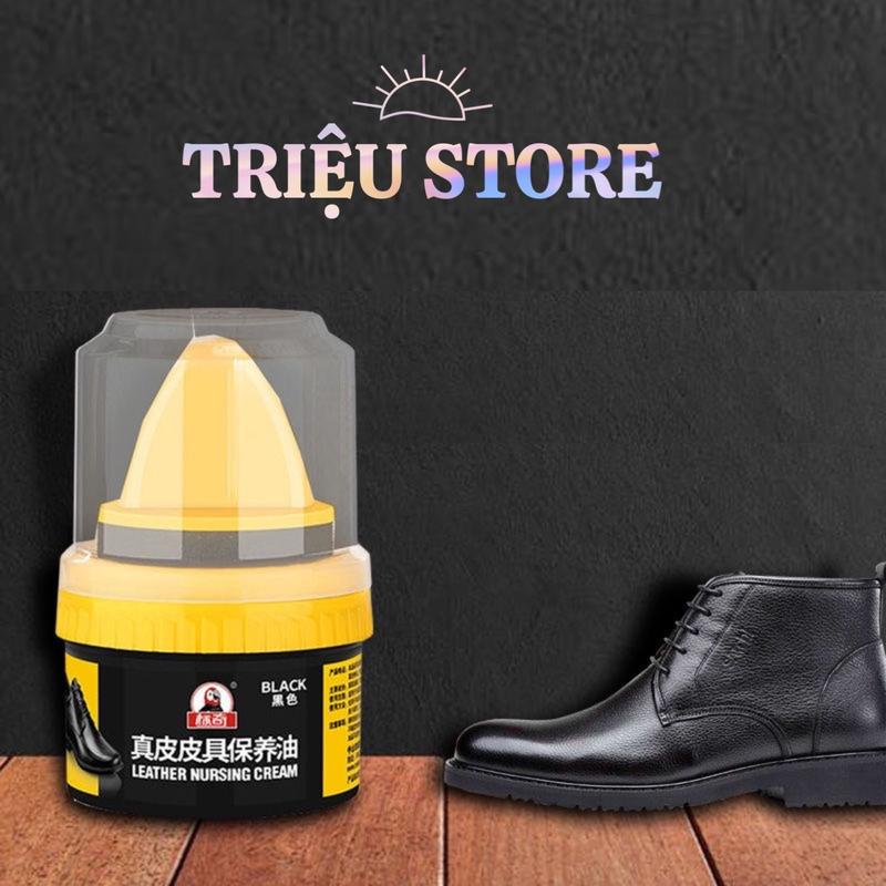 Xi Đánh Giày Da Nam - Làm Sạch và Bảo Vệ Giày - Tặng Mút Xốp Có Tay Cầm Sáp Đánh Giày Đen , Nâu