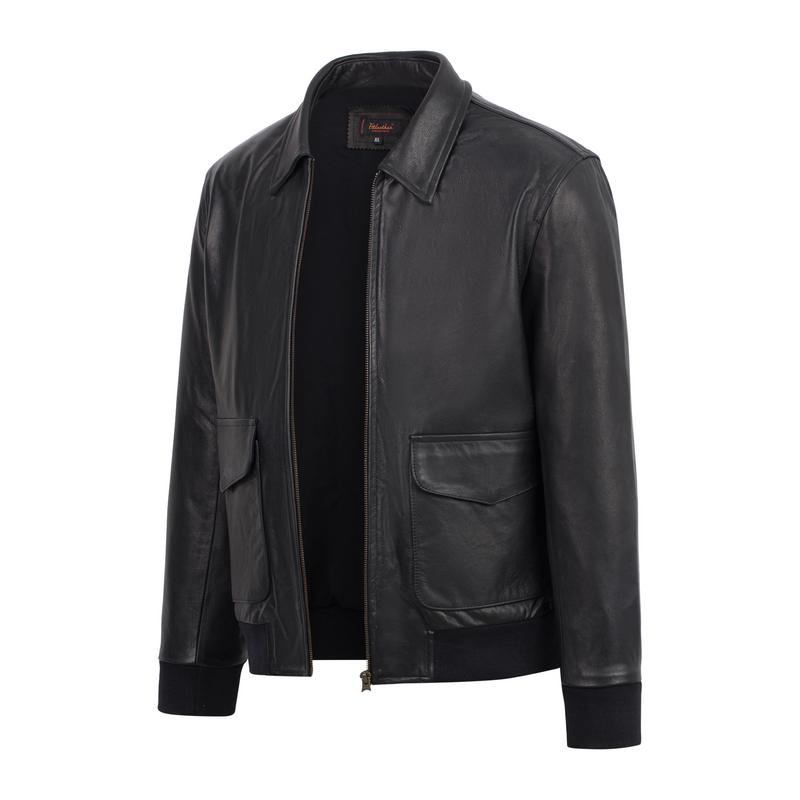  Áo khoác da nam áo da thật cao cấp Fttleather PILOT  PHI CÔNG  CLASSIC 2 túi hộp cổ bẻ Menswear Tay Dài Jacket Có Túi mã AD412 