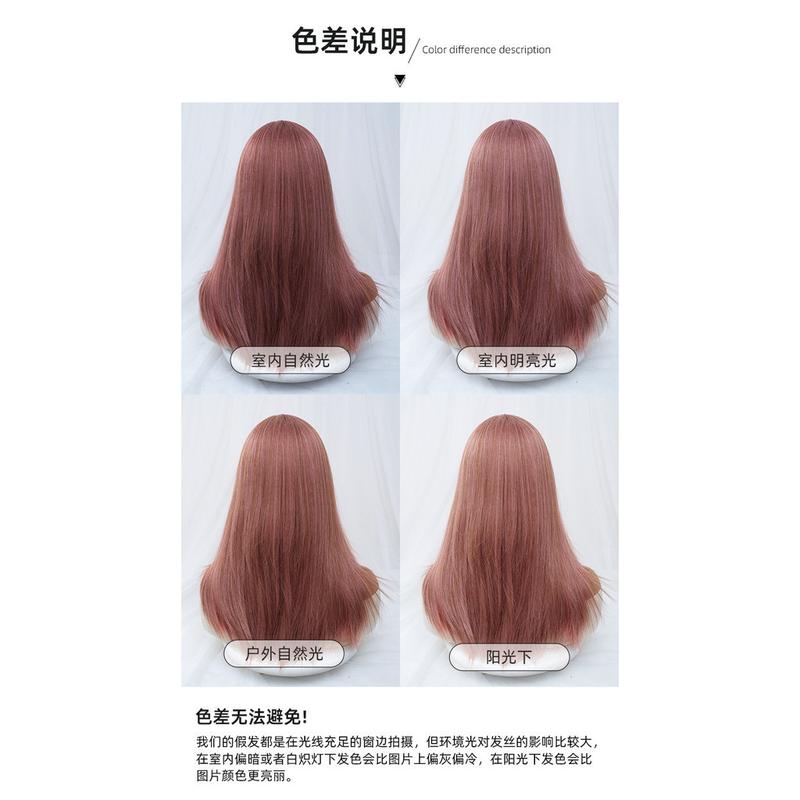 Product Introduction of X xy018 European American Cross-Border Wig Female Mid-Length Long Hair Highlighting Red Long Straight Hair Realistic Scalp Chemical Fiber JK 15