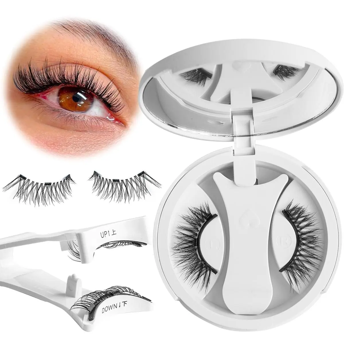 Magnetic Eyelashes with Applicator, 1 Set Natural Look Eyelash Extensions, Self Grafting Curl Eyelashes, Eye Makeup Product for Women & Girls, Cosmetic, DIY