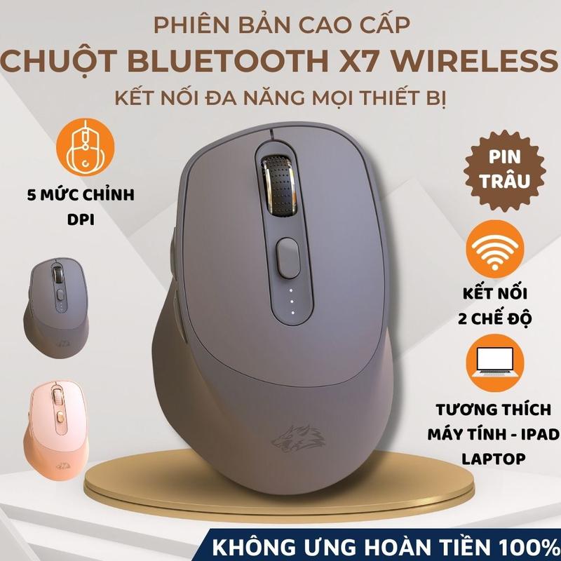 Chuột Không Dây Máy Tính Bluetooth X7 Wireless Pin Sạc Kết Nối 2 Chế Độ Cho Mọi Thiết Bị Máy Tính, Laptop