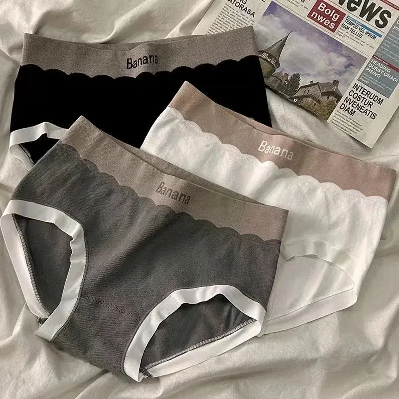 Womens Seamless Cotten Panties Mid-Waist Sport Soft Skin Friendly Briefs Knickers Comfort Breathing Underwear For Lady