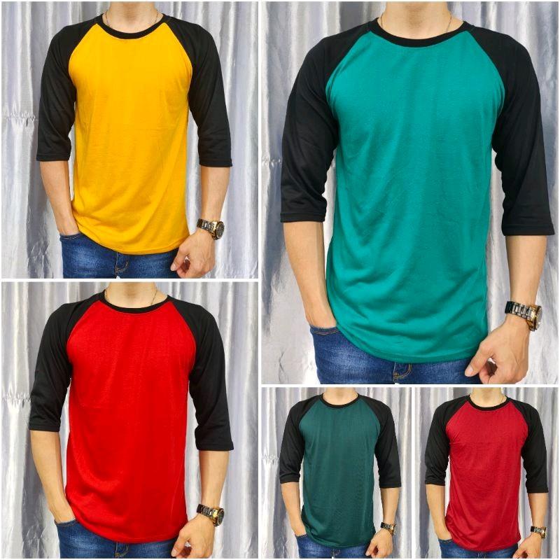 kaos polos reglan pria wanita (unisex) lengan 3/4 uk M L XL XXL Nyaman Tebal Oblong Santai Baju Dewasa Seragam Katun Atasan 6
