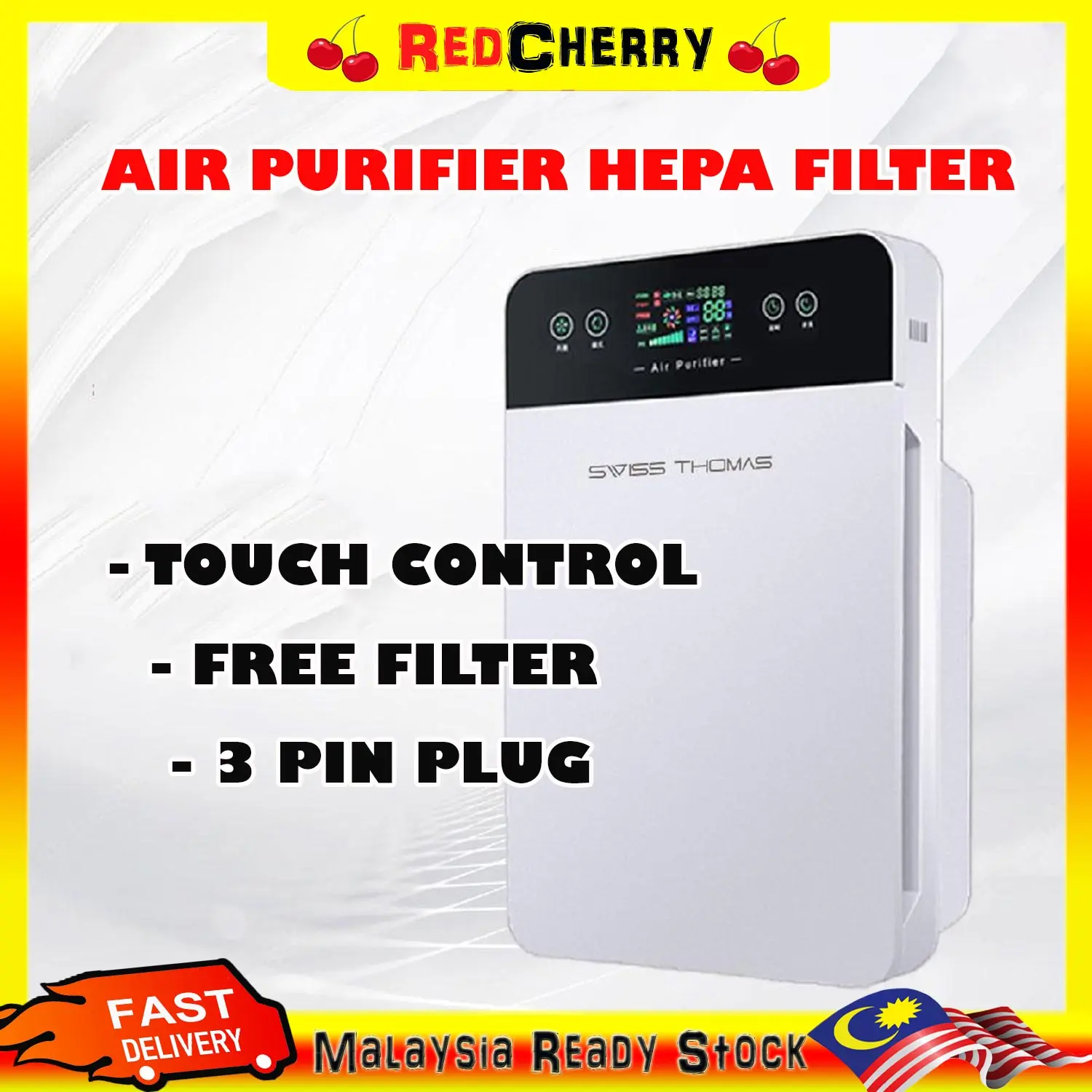 REDCHERRY x SwissThomas Air Purifier PM2.5 Household Smoke and Dust Removal Cleaner Air Cleaner Sterilizer Negative Ion Air Filter