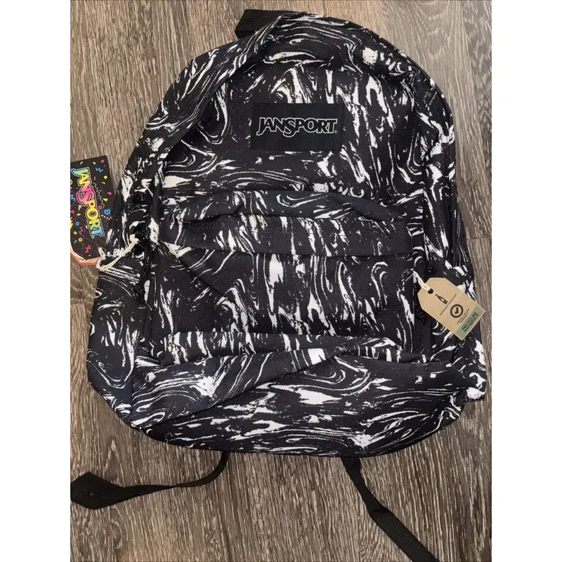 Tas JanSport Marbled Motion Black Premium Fulltag Wanita Pria Fashion / Tas Sekolah Anak 1