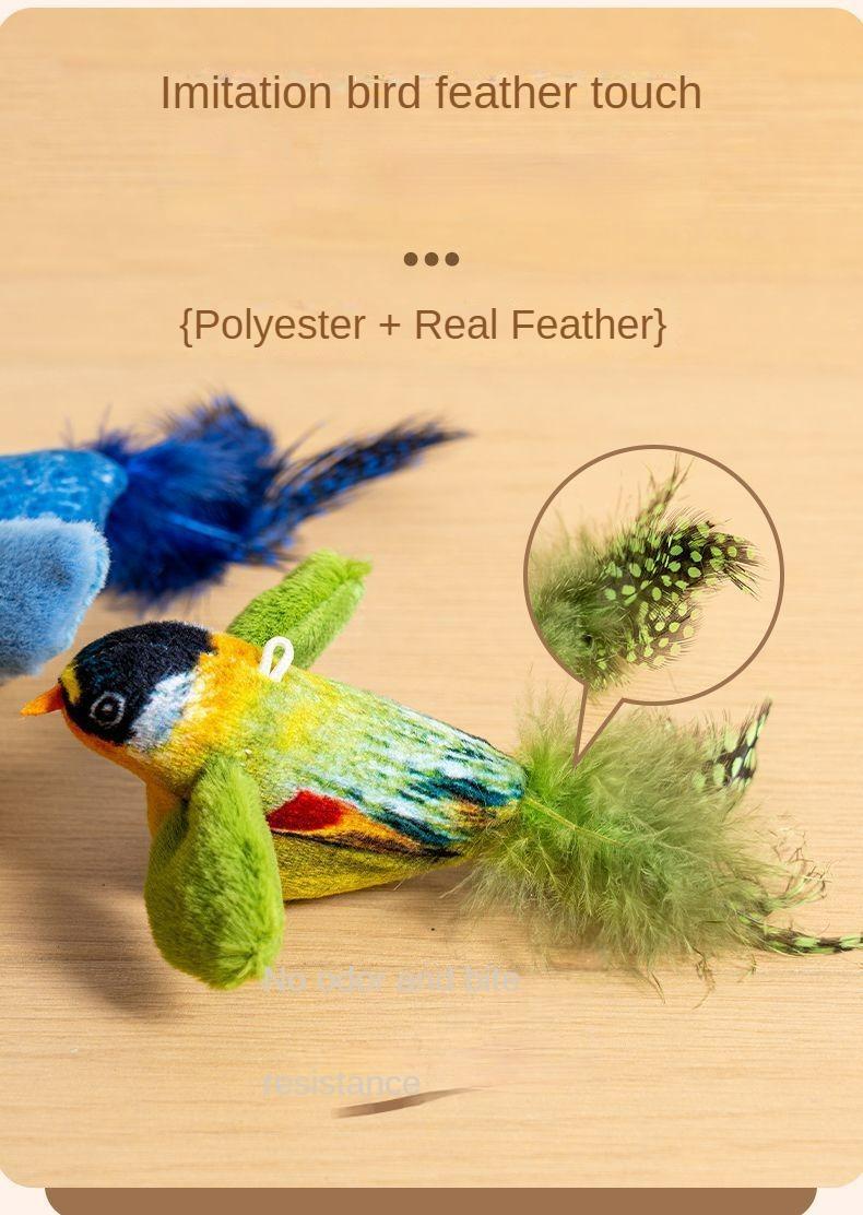 Product Introduction of Cat toy sound-emitting bird simulation can call bird hanging cat teasing stick for kittens to self-entertain and relieve boredom cat teasing toy 2