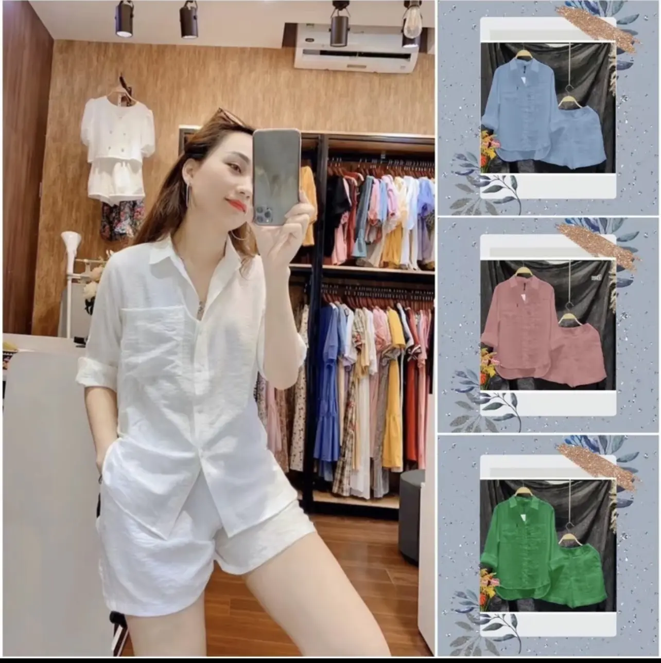 bộ đũi tơ xước tay dài quần cộc nữ  szie từ 40kg - 75kg