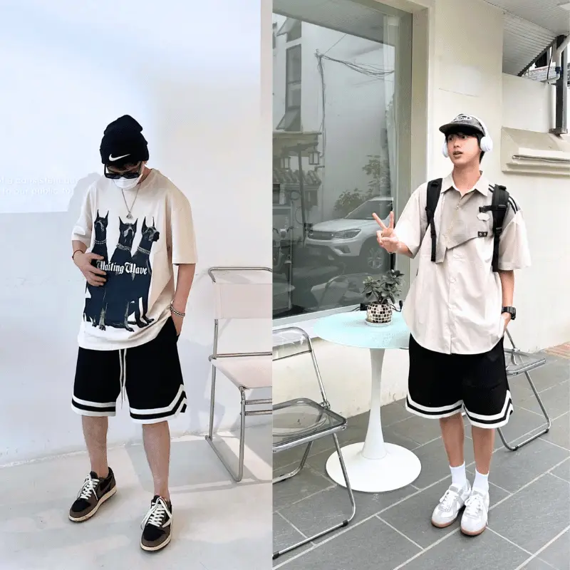 40-105KG Quần Short Nam Nữ Vline thời trang BIGSIZE Sói Store Menswear Lưng Thun Có Túi 1
