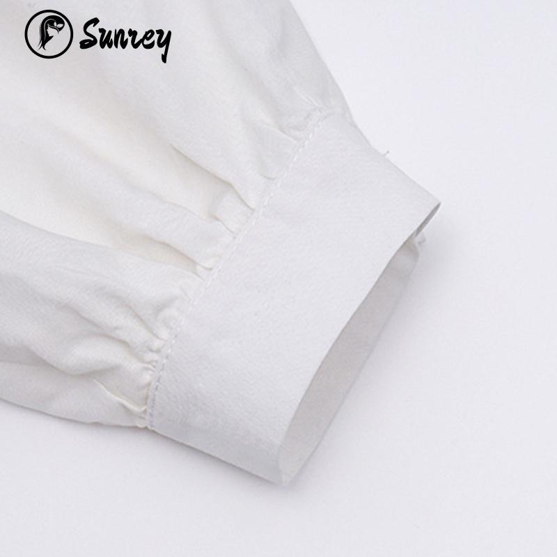 Product Introduction of Sunrey Women's Spring Autumn Crop Tops White Long Sleeve Lapel Hollow Button Down Blouse 32