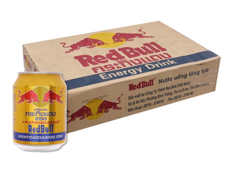 THÙNG 24 LON REDBULL BÒ HÚC VIỆT 250ML thaimoi nước top tăng nuoc tang