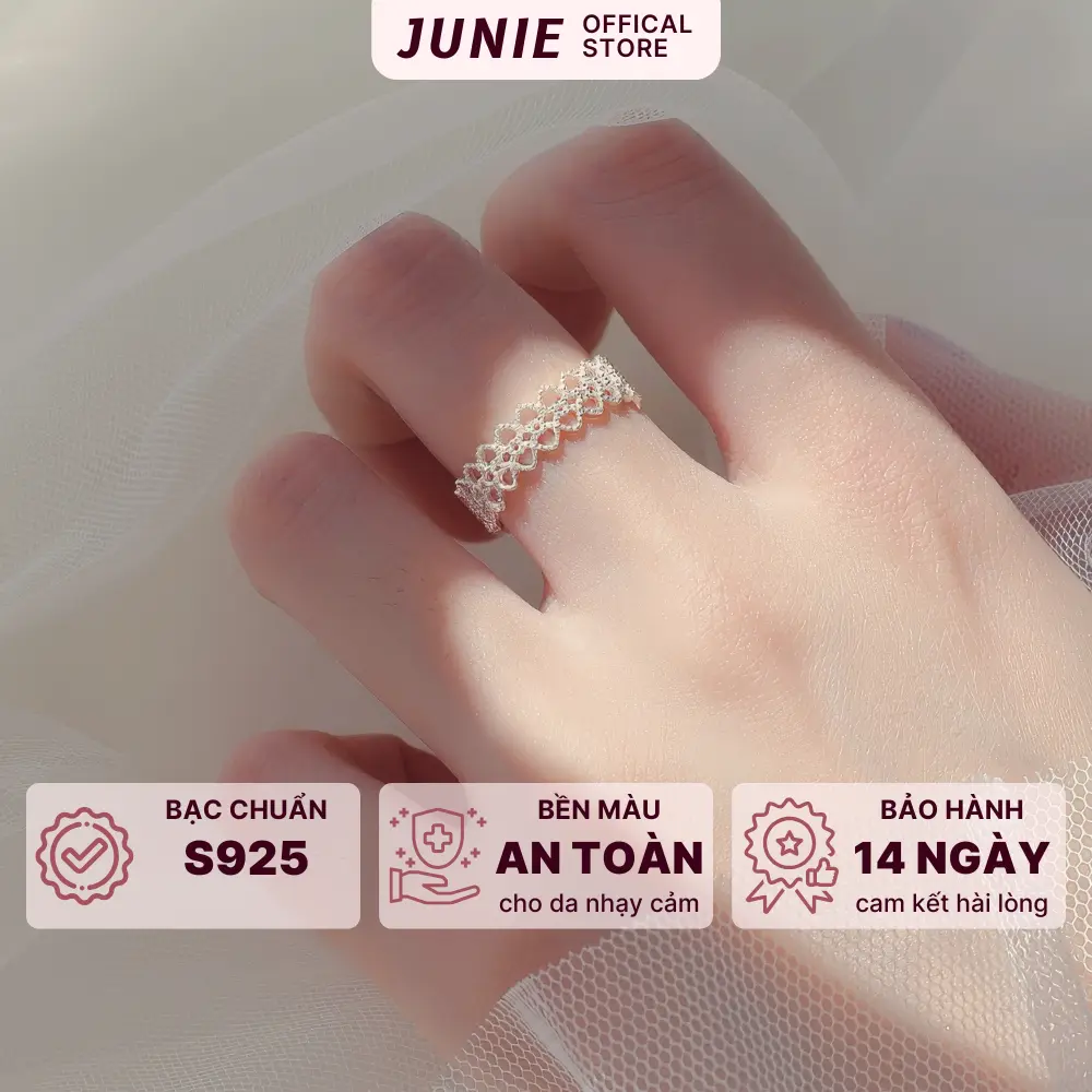 JUNIE - Nhẫn nữ Sense - Nhẫn Nữ Chế Tác Từ Bạc 925 Dịu dàng, Trang Nhã - Bạc 925 Mạ Vàng 14K