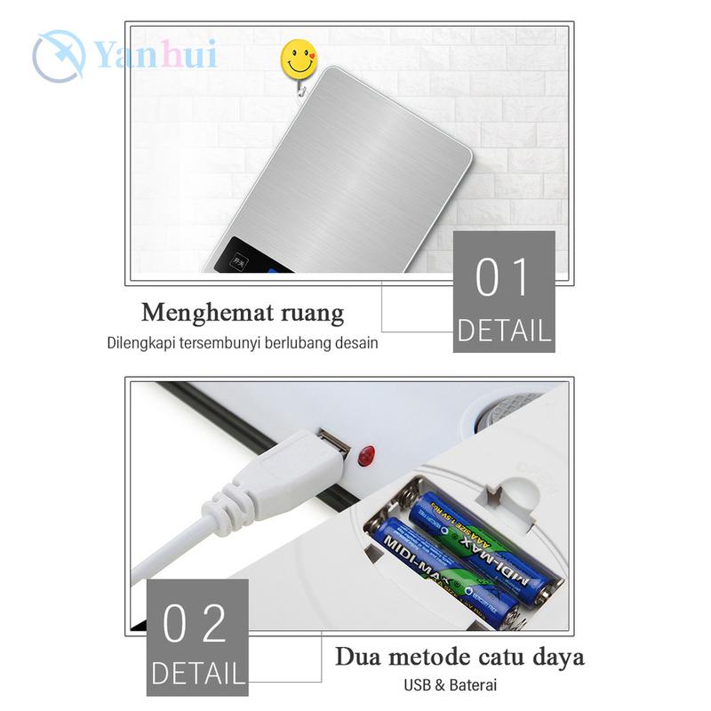 Timbangan Digital Max 10 Kg Dapur Charge USB / Cas  Untuk Masak / Kue Timbangan Dapur Kue Tahan Air 8
