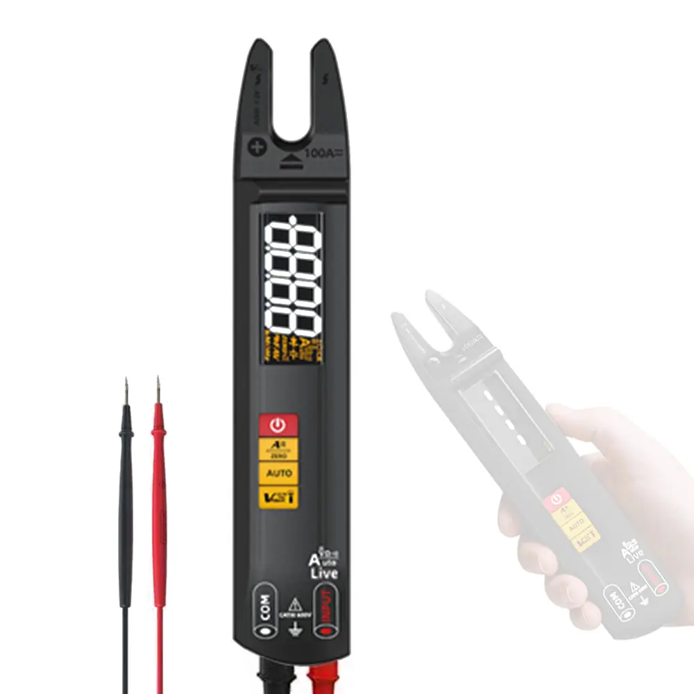 4000 Counts Digital Clamp Meter Multimeter Multifunctional Voltmeter Ammeter AC DCVoltage Current Meter NCV Tester Resistance Measurement Device with V-alert Livewire Firewire Identification Sensitivity Adjustment and Fl