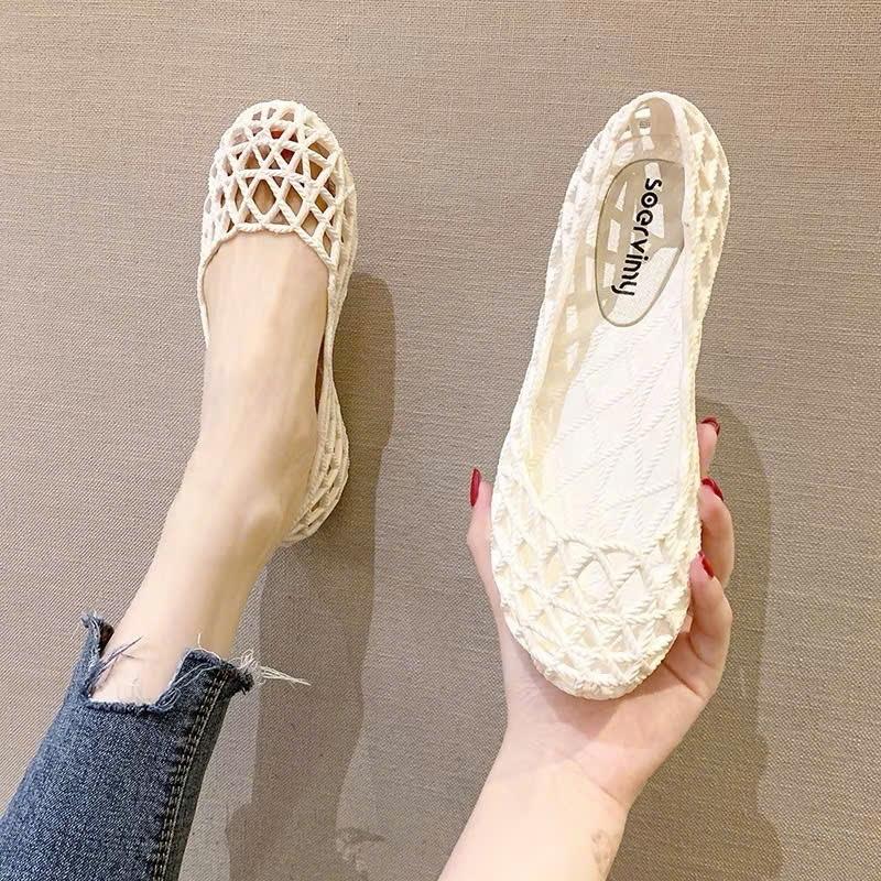 KL13 Giày nữ phẳng nhựa - Dép đi thoáng khí chống trượt 1