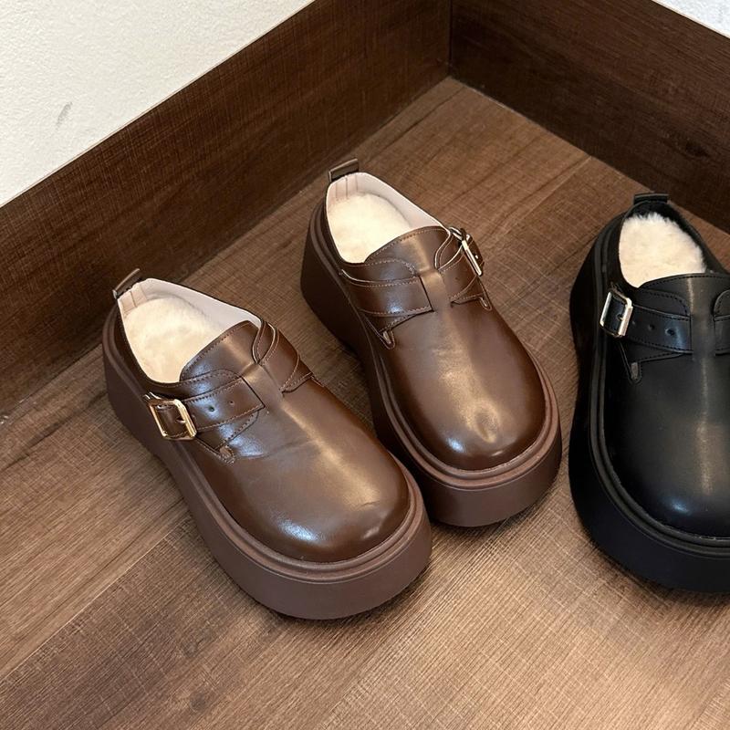 (CHÂN TO TĂNG SIZE) Sục nữ da cao cấp gót lông siêu hót đế cao 7cm hơi nặng Shoes Cao Su Dép