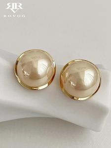 Arete de botón elegantes decorados con perla falsa, Joyería de moda para mujer, Joyería versátil y exquisita para regalo de cumpleaños