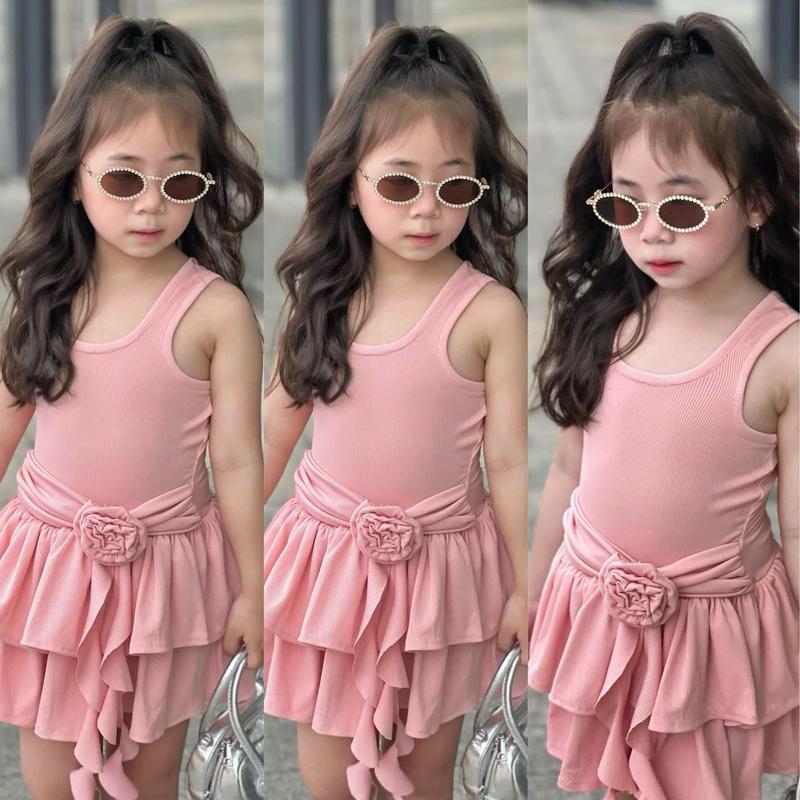 Váy Body Nhún Eo Đính Hoa Sang Chảnh Cho Bé Gái Đi Chơi Đi Tiệc Từ 10-30 KG ( Ảnh Thật)