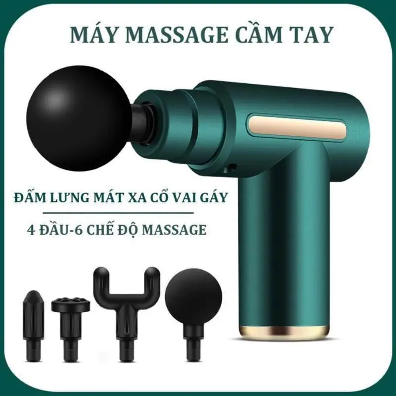 MÁY MASSAGE CẦM TAY 802, Máy massage cầm tay mini đấm lưng mát xa trị liệu cổ vai gáy 4 đầu 6 chế độ Women Nữ