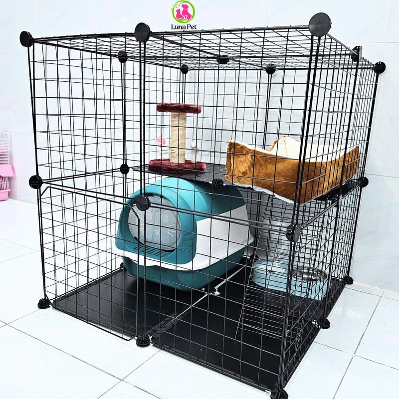 Chuồng Tầng Ghép Cho Mèo, Thỏ Sơn Tĩnh Điện Gấp Gọn Cho Bé Mèo Dưới 7kg Nhà Mèo Tầng Luna Pet CT06