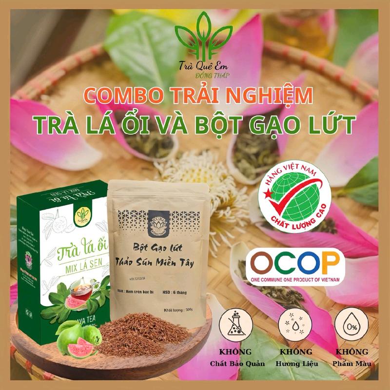 COMBO TRÀ ỔI LÁ SEN + BỘT GẠO LỨC Thảo Sún Miền Tây