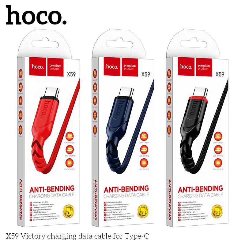 Dây sạc Cáp sạc Nhanh HOCO X59 cho Android TYPE C Dây Dù 3A 2