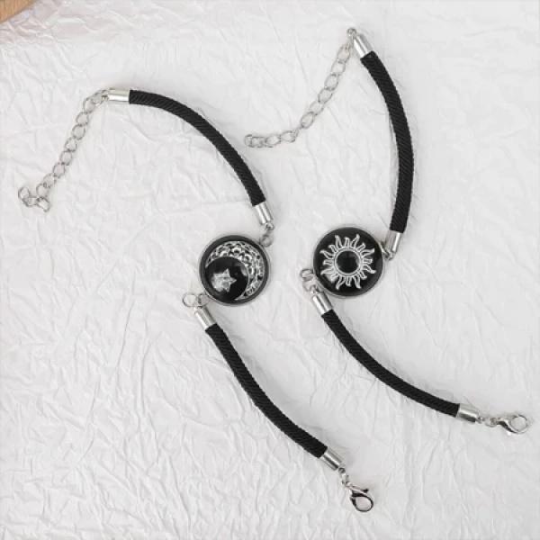 2Pcs Gelang Couple Pasangan Glow in the Dark Bintang Bulan Titanium Gelang You And Me Sun & Moon