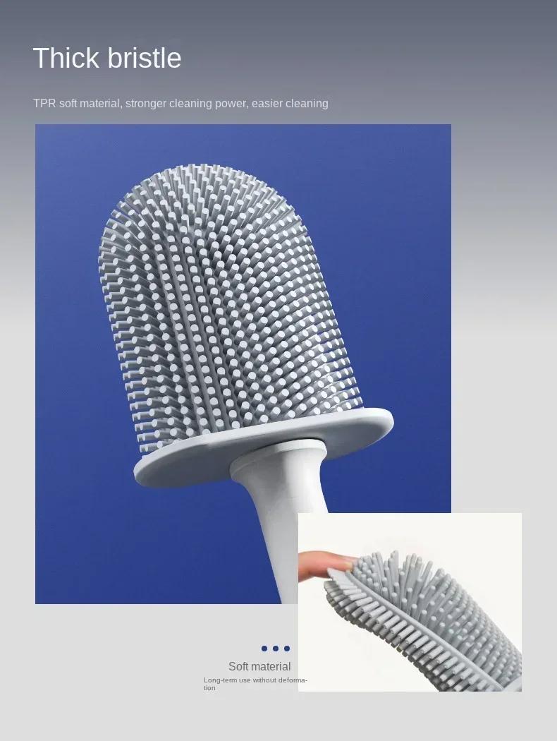 Product Introduction of Silicone TPR Toilet Brush and Holder Flat Head Soft Bristles Bathroom Cleaning Brushes Household Silicone Bristles for ToiletS 12