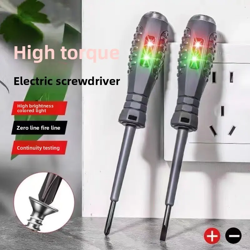 Electrician'S Voltage Tester Screwdriver - High Torque LED Bright ...
