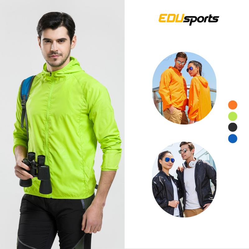 Áo khoác gió nam nữ chống nước 1 lớp có mũ mỏng nhẹ, Áo khoác gió thể thao đạp xe chạy bộ