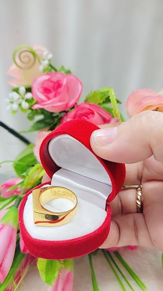 Product Introduction of Nhẫn đồng vàng mặt vuông 3c, 5c màu vàng 24k , nam nữ đeo được 12
