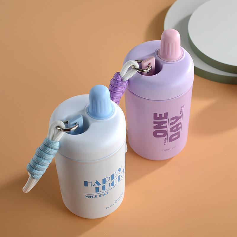 Product Introduction of stainless steel Chihiro thermos cup high appearance level portable thermal insulation with rope straw outdoor accompanying water cup 8