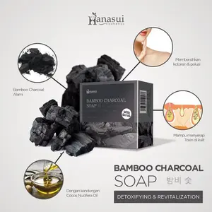Hanasui Bamboo Charcoal Soap BPOM - Sabun Arang Alami 60gr untuk Membersihkan Noda Hitam Kusam & Melembutkan Kulit Tubuh Wanita