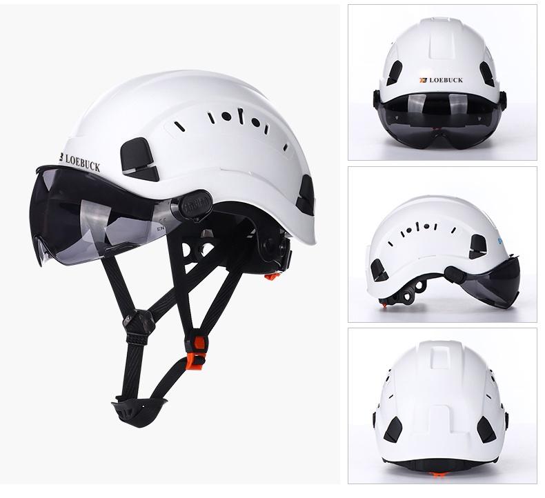 Product Introduction of Topi Keledar, Bahan ABS Bernafas, Sesuai untuk Tapak Pembinaan, dengan Kepala Cermin Mata, Kejuruteraan Tahan Hentaman, Boleh Laras 4