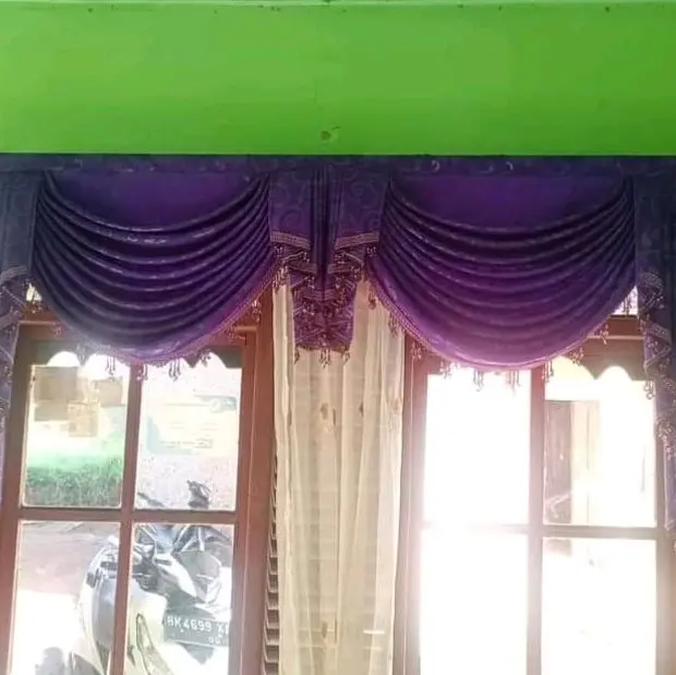 Rumbai Gorden Khusus Poni saja Model Gelombang Spanyol mewah jendela pintu gorden poni  mewah Curtain 7