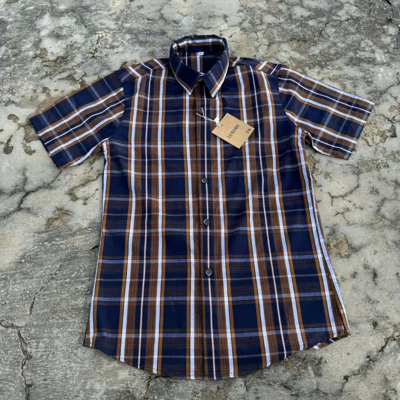 Áo sơ mi caro quảng châu chất vải cotton dày dặm chuẩn đẹp co dãn trơn mát form ST MEN STORE Menswear Shirt Cổ Tròn Polo Có Cổ Đen
