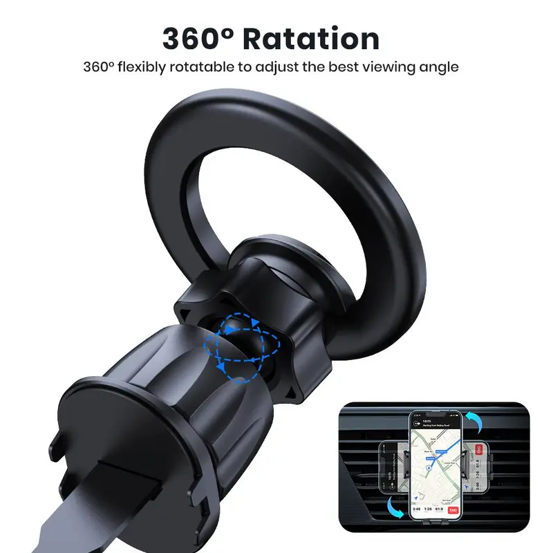 TOPK Magnetic Car Phone Holder for MagSafe, 360° Rotatable Car Air Vent Phone Holder Mount, Universal Car Interior Accessories for iPhone Series 2