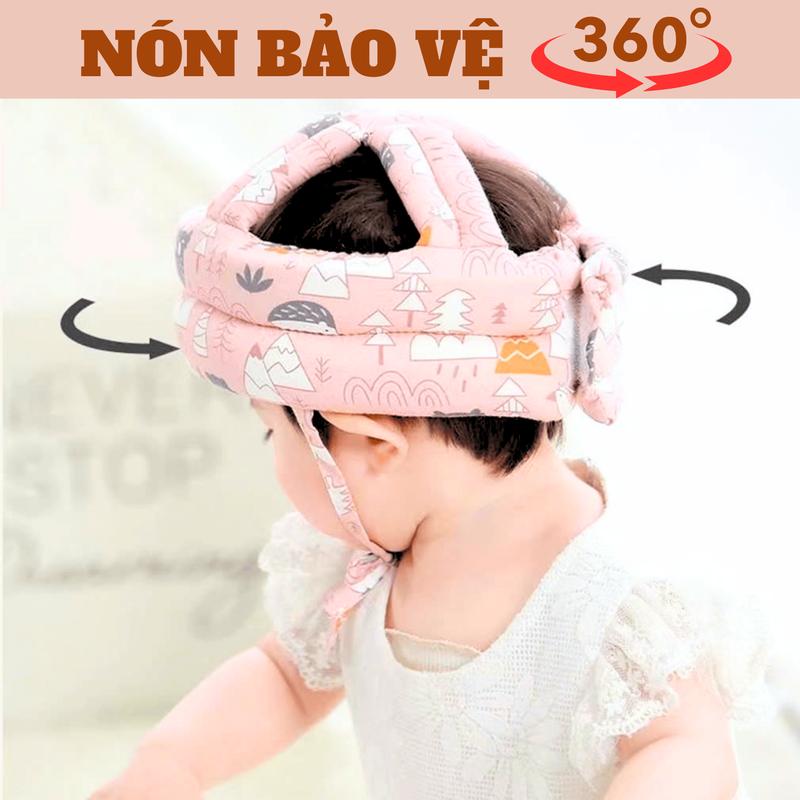 Nón mũ bảo hiểm bảo vệ 360 cho bé tập đi tập bò có đệm chóng va đập có thể điều chỉnh kích thước