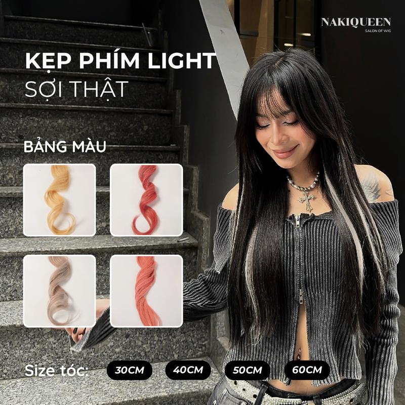 Tóc Kẹp Phím Light Naki Queen Bằng Tóc Thật Nữ Women Wig Kẹp Tóc