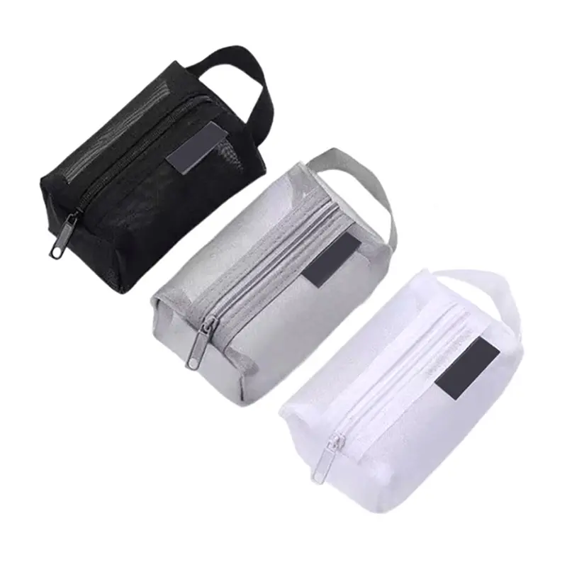 Túi Trang Điểm, Nylon Đơn Giản, Lưới Vuông Nhỏ Thiết Kế Ba Chiều, ví đựng tiền Xu, Chìa Khóa ID Và Túi Đựng Thẻ Tín Dụng, Túi Đựng Đồ Có Khóa Kéo Lưới