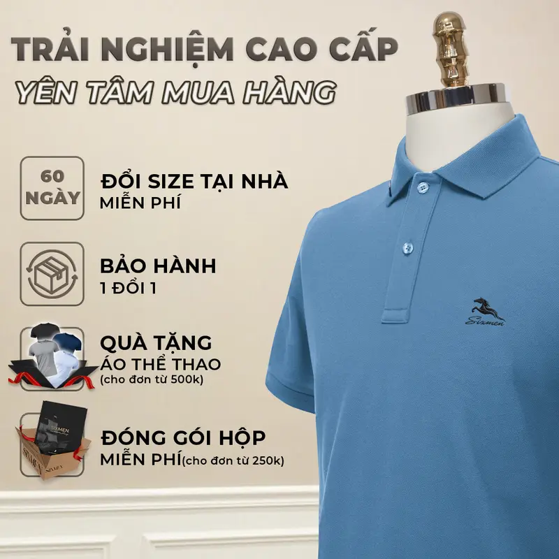 Áo Polo nam cao cấp cổ bẻ [Tặng Hộp Gói Quà Xịn] 11 màu Mã Đáo Thành Công - Polo SIXMEN vải cá sấu cotton CVC Thoáng mát Menswear Ngắn Tay Có Cổ 1
