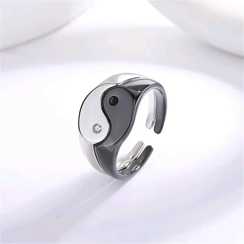 Cincin Kasual Desain Couple Yin dan Yang (Model Terbuka) Hadiah 1