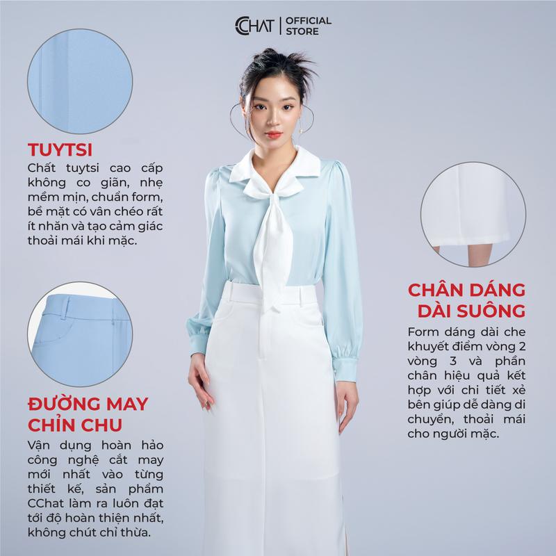 Product Introduction of Chân Váy Nữ CCHAT TTMS Dáng Xẻ 1 Bên Chất Tuytsi 13CDS2022AT 7
