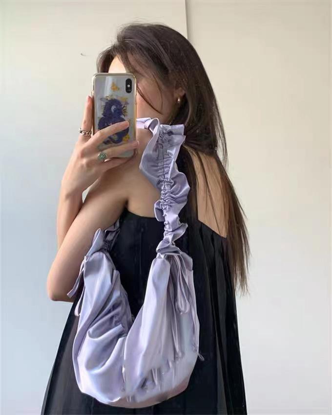 Product Introduction of Women Fashion Korea Ins Casual Pleated Lace Drawstring Designer Vintage Y2k Ladies Large Capacity Shoulder Canvas Bag Backpack 6