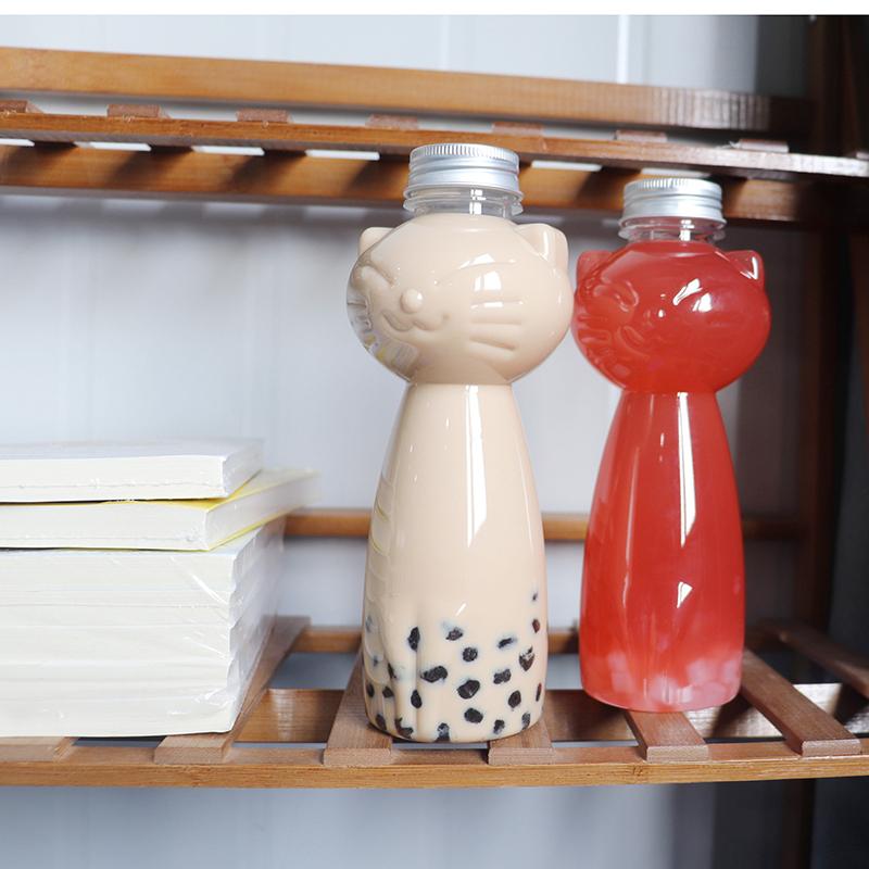 Product Introduction of Cat Bottles 1Pcs Kawaii Cat Water Bottles for Milk Tea Coffee Juice Portable Drinking Cup Home Transparent Juicing Beverage Drink Bottle BPA Free 29